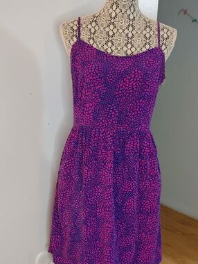 Purple & Pink Printed Spaghetti-Strap Dress